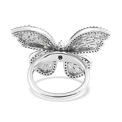 GP Italian Garden Collection Moissanite Butterfly Ring in Platinum Over Sterling Silver (Size 10.0) 3.10 ctw