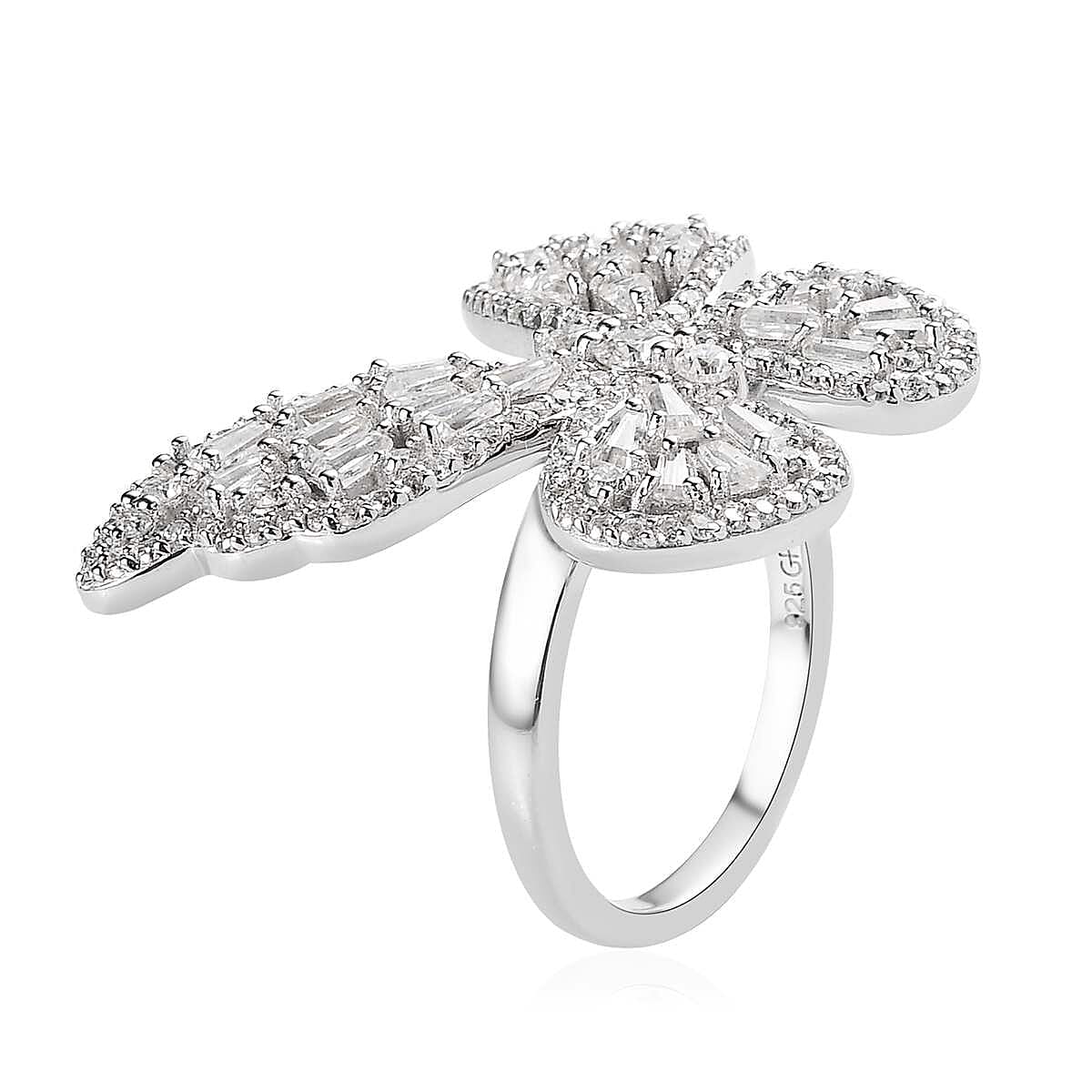 GP Italian Garden Collection Moissanite Butterfly Ring in Platinum Over Sterling Silver (Size 7.0) 3.10 ctw image number 3