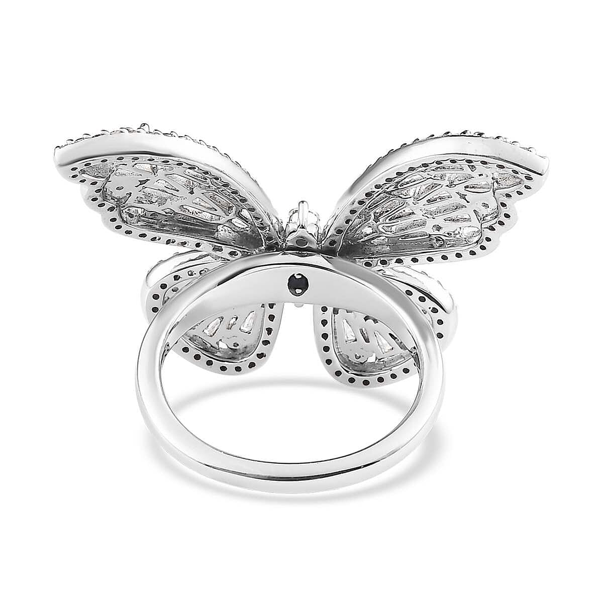 GP Italian Garden Collection Moissanite Butterfly Ring in Platinum Over Sterling Silver (Size 7.0) 3.10 ctw image number 4