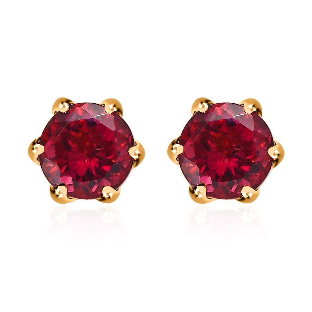 22K Yellow Gold AAAA Ouro Fino Rubellite Stud Earrings 1.90 ctw image number 0