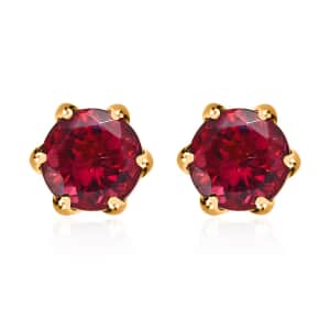 22K Yellow Gold AAAA Ouro Fino Rubellite Stud Earrings 1.90 ctw