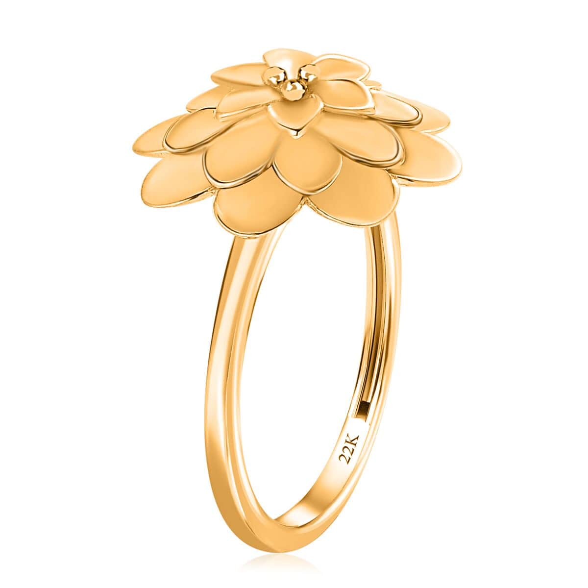 22K Yellow Gold Floral Ring (Size 7.0) 5.40 Grams image number 3