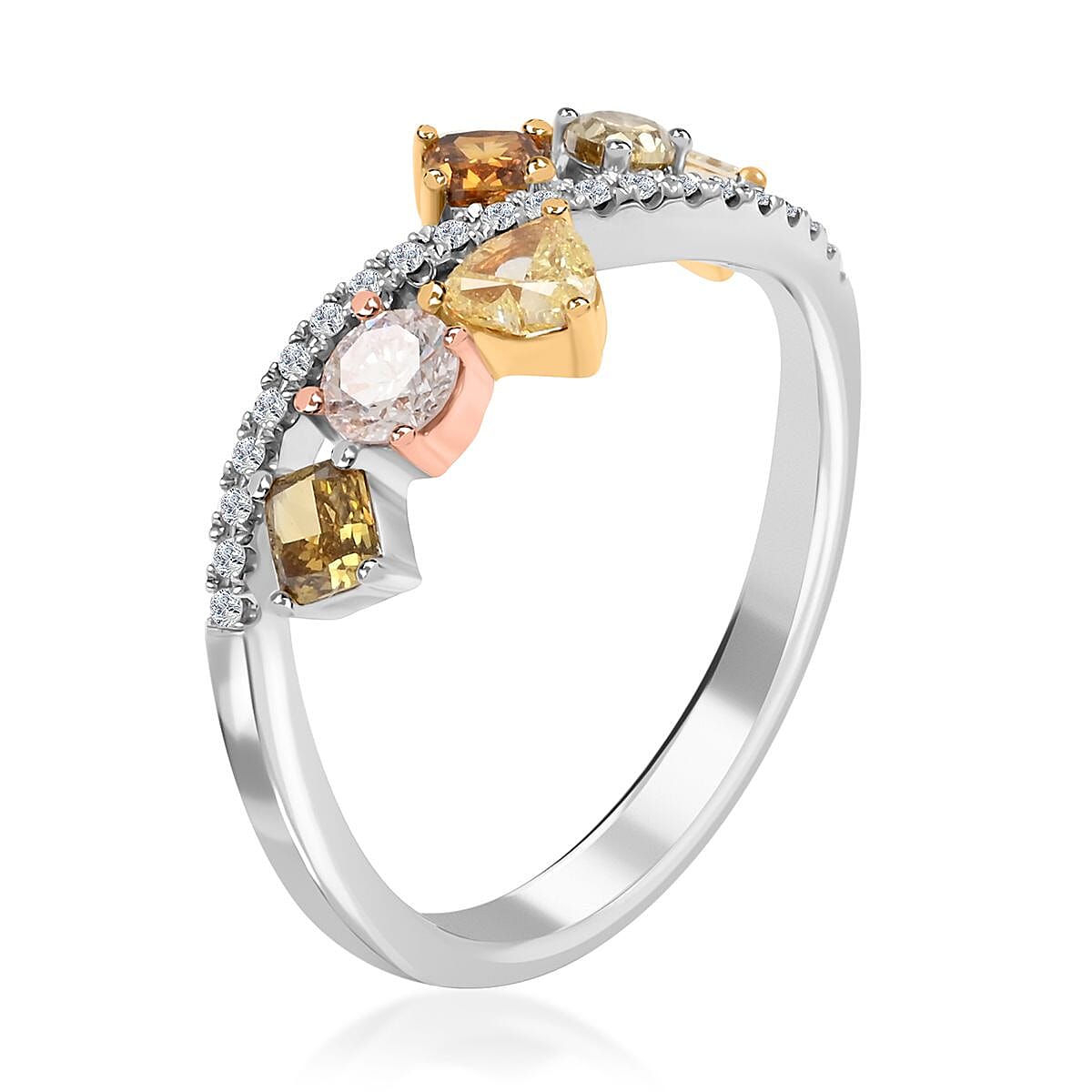 18K White and Yellow Gold Multi Diamond (SI) Ring (Del. in 15-20 Days) 1.00 ctw image number 1