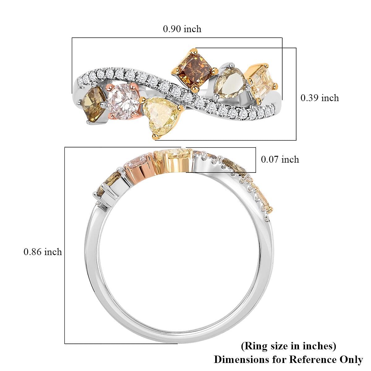 18K White and Yellow Gold Multi Diamond (SI) Ring (Del. in 15-20 Days) 1.00 ctw image number 2