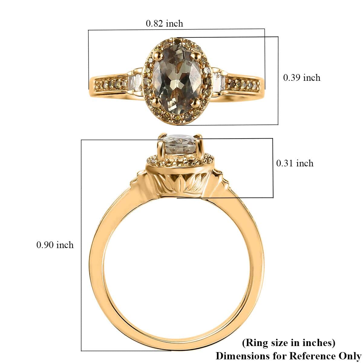 AAA Turkizite, Yellow Diamond (IR) and White Diamond (0.20 cts) Ring in Vermeil YG Over Sterling Silver (Size 10.0) 1.00 ctw image number 5