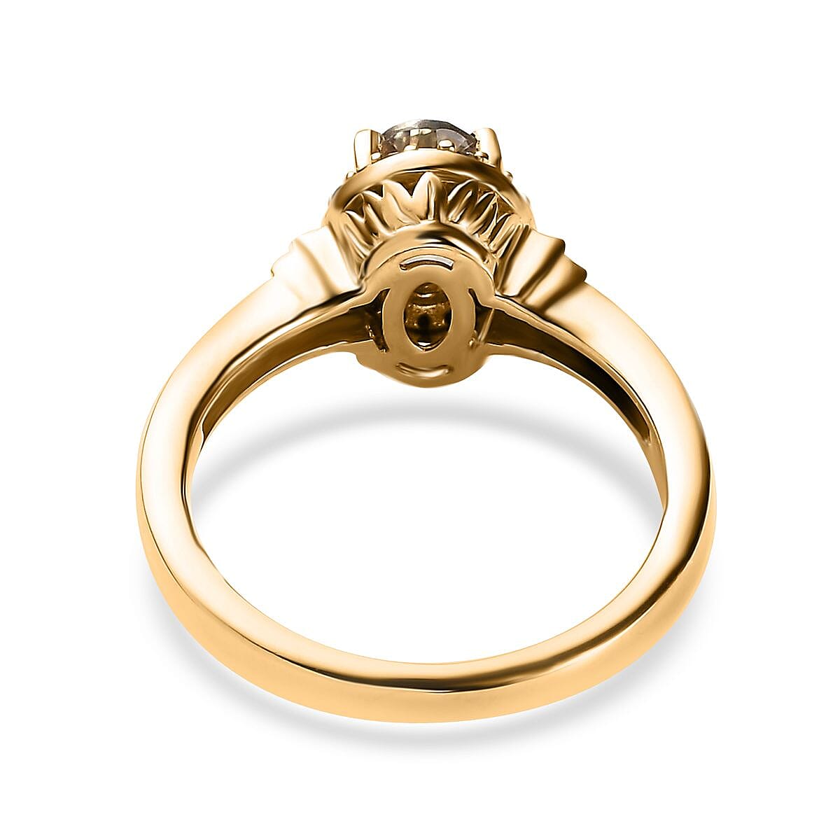 AAA Turkizite, Yellow and White Diamond Halo Ring in Vermeil Yellow Gold Over Sterling Silver (Size 8.0) 1.00 ctw image number 4