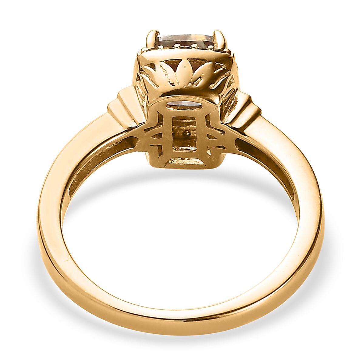 AAA Turkizite, Yellow and White Diamond Halo Ring in Vermeil Yellow Gold Over Sterling Silver (Size 6.0) 1.40 ctw image number 4