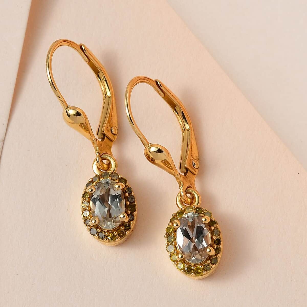 Buy AAA Turkizite and Yellow Diamond Lever Back Earrings in Vermeil ...