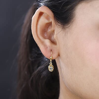 AAA Turkizite and Yellow Diamond Lever Back Earrings in Vermeil Yellow Gold Over Sterling Silver 1.30 ctw