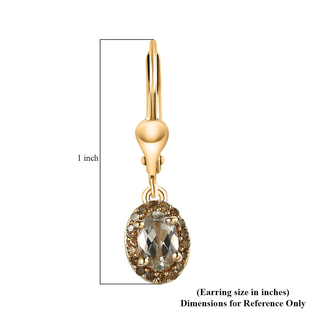 AAA Turkizite and Yellow Diamond Lever Back Earrings in Vermeil Yellow Gold Over Sterling Silver 1.30 ctw