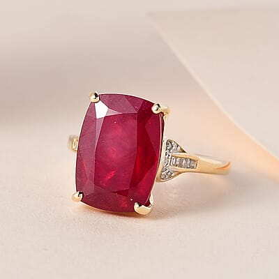 Luxoro 10K Yellow Gold Premium Niassa Ruby (FF) and Diamond Ring (Size 10.0) 9.75 ctw