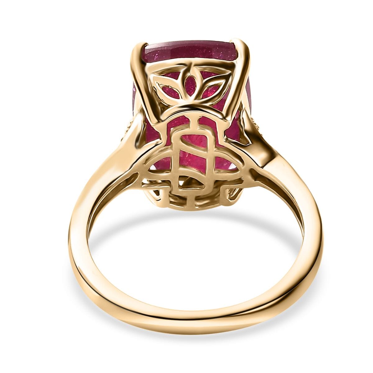Luxoro 10K Yellow Gold Premium Niassa Ruby (FF) and Diamond Ring (Size 10.0) 9.75 ctw image number 4
