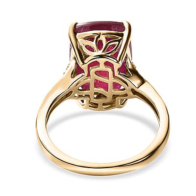 Luxoro 10K Yellow Gold Premium Niassa Ruby (FF) and Diamond Ring (Size 10.0) 9.75 ctw
