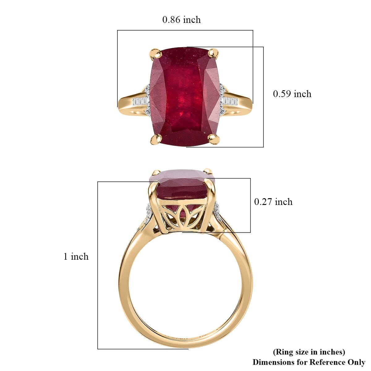 Luxoro 10K Yellow Gold Premium Niassa Ruby (FF) and Diamond Ring (Size 10.0) 9.75 ctw image number 5