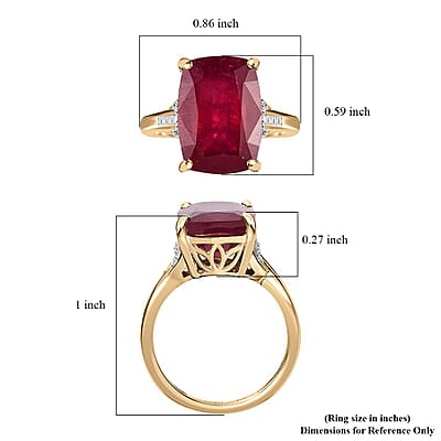 Luxoro 10K Yellow Gold Premium Niassa Ruby (FF) and Diamond Ring (Size 10.0) 9.75 ctw