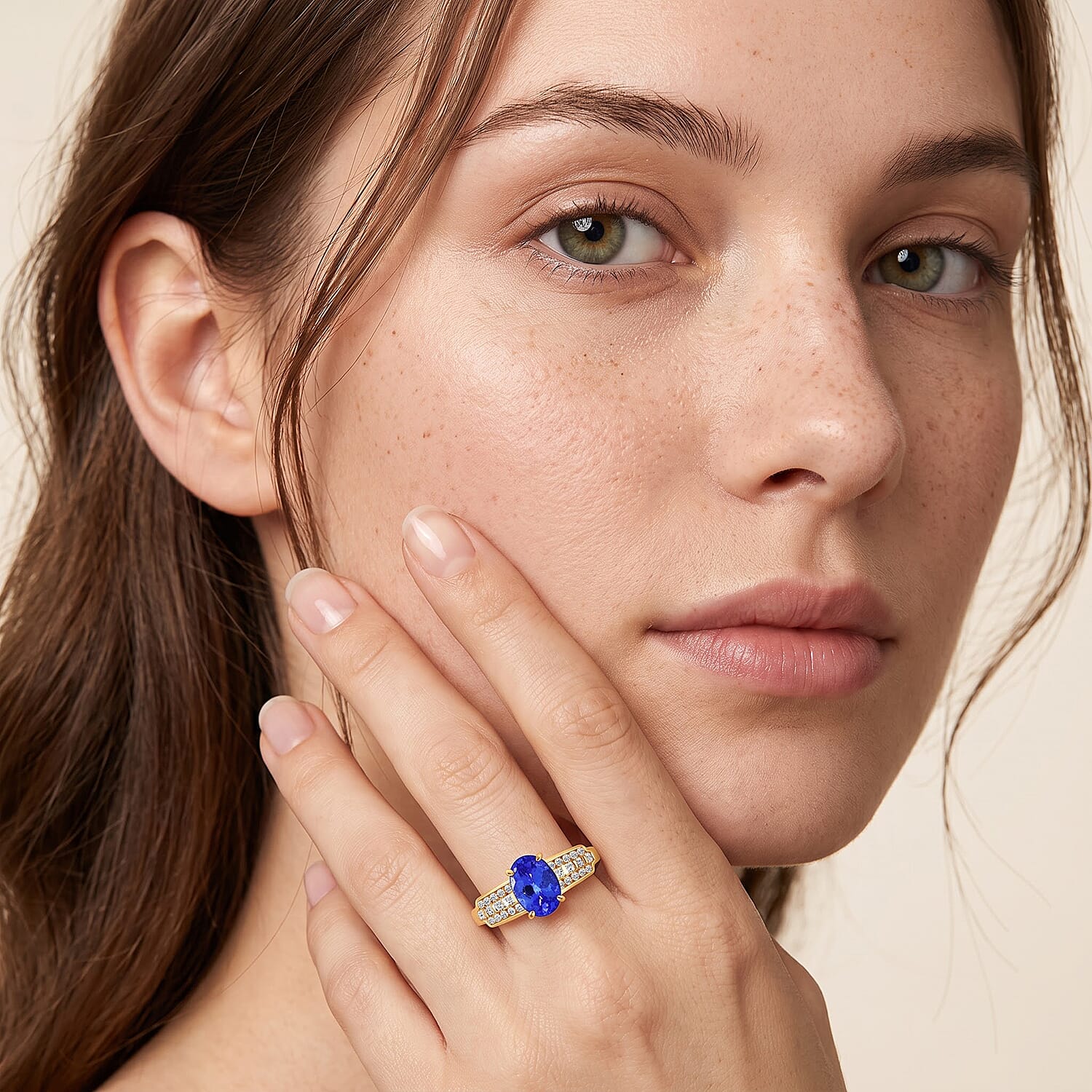 AAA Tanzanite and Diamond G-H I2 1.64 ctw Ring in 14K Yellow Gold (Size 9.0)