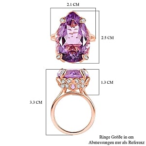 Pink Amethyst and White Zircon 17.74 ctw Ring in Vermeil RG Over Sterling Silver (Size 11.5)