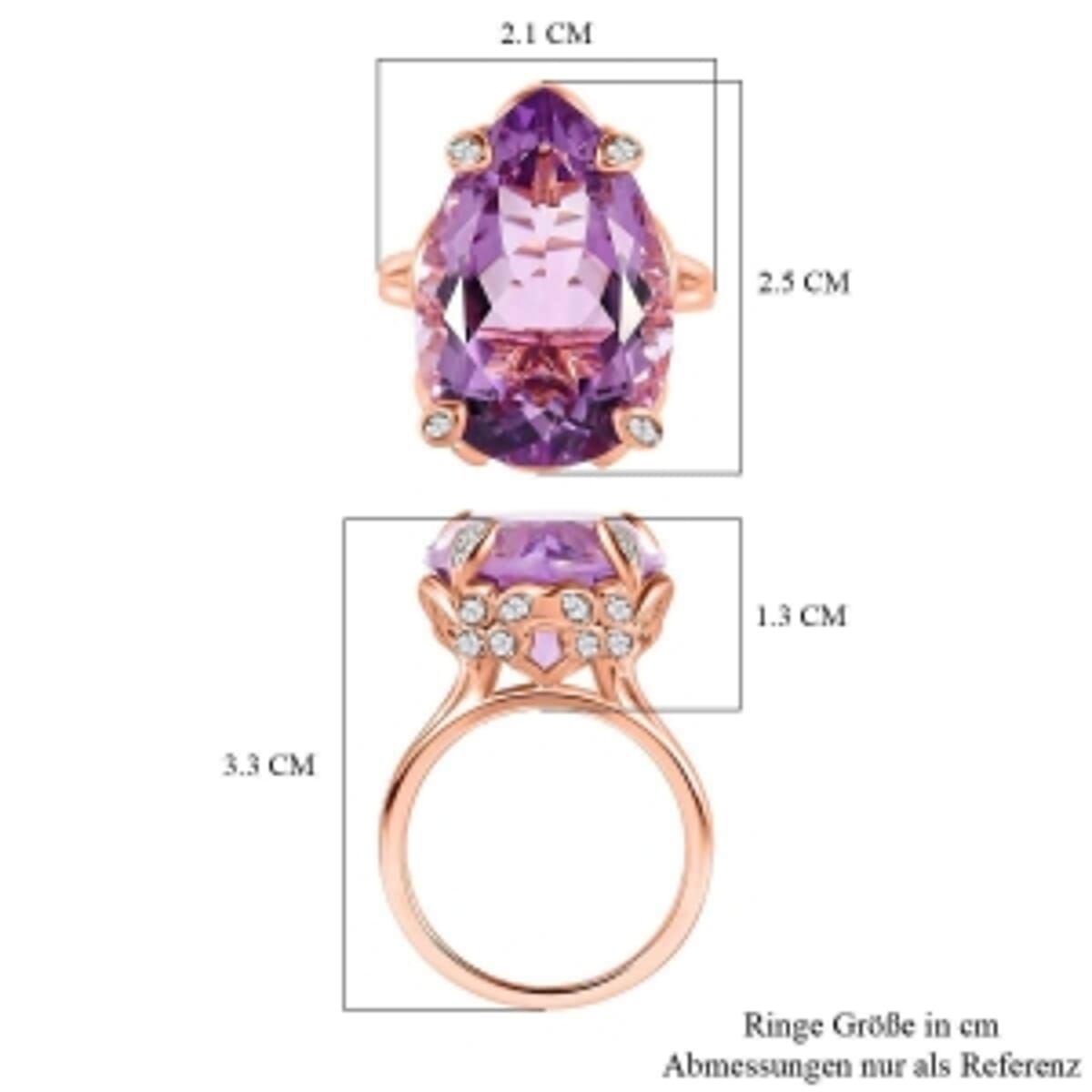 Pink Amethyst and White Zircon 17.74 ctw Ring in Vermeil RG Over Sterling Silver (Size 11.5) image number 6