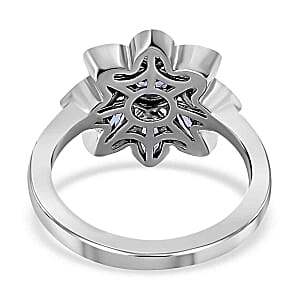 Tanzanite 0.96 ctw Fancy Ring in Platinum Over Sterling Silver (Size 5.5)