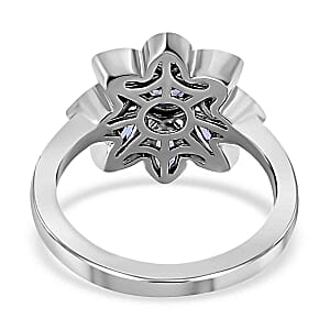 Tanzanite 0.96 ctw Fancy Ring in Platinum Over Sterling Silver (Size 8)