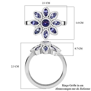 Tanzanite 0.96 ctw Fancy Ring in Platinum Over Sterling Silver (Size 8)
