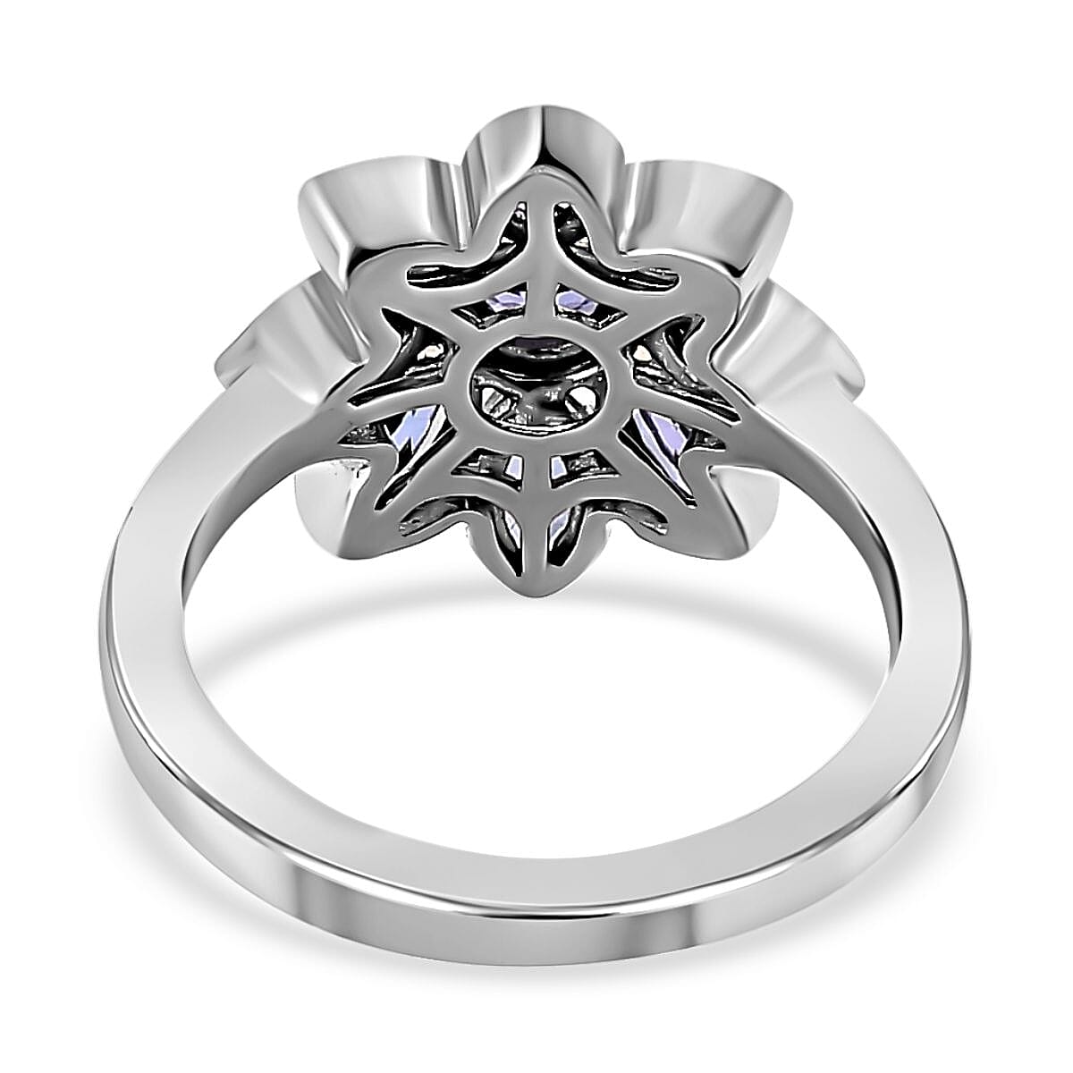 Premium Tanzanite 0.92 ctw Fancy Ring in Platinum Over Sterling Silver (Size 9.0)