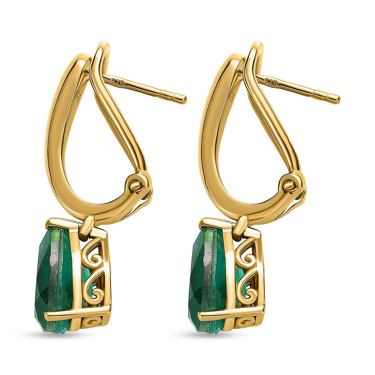 Peacock Quartz (Triplet) 3.40 ctw Earrings in 14K YG Over Sterling Silver