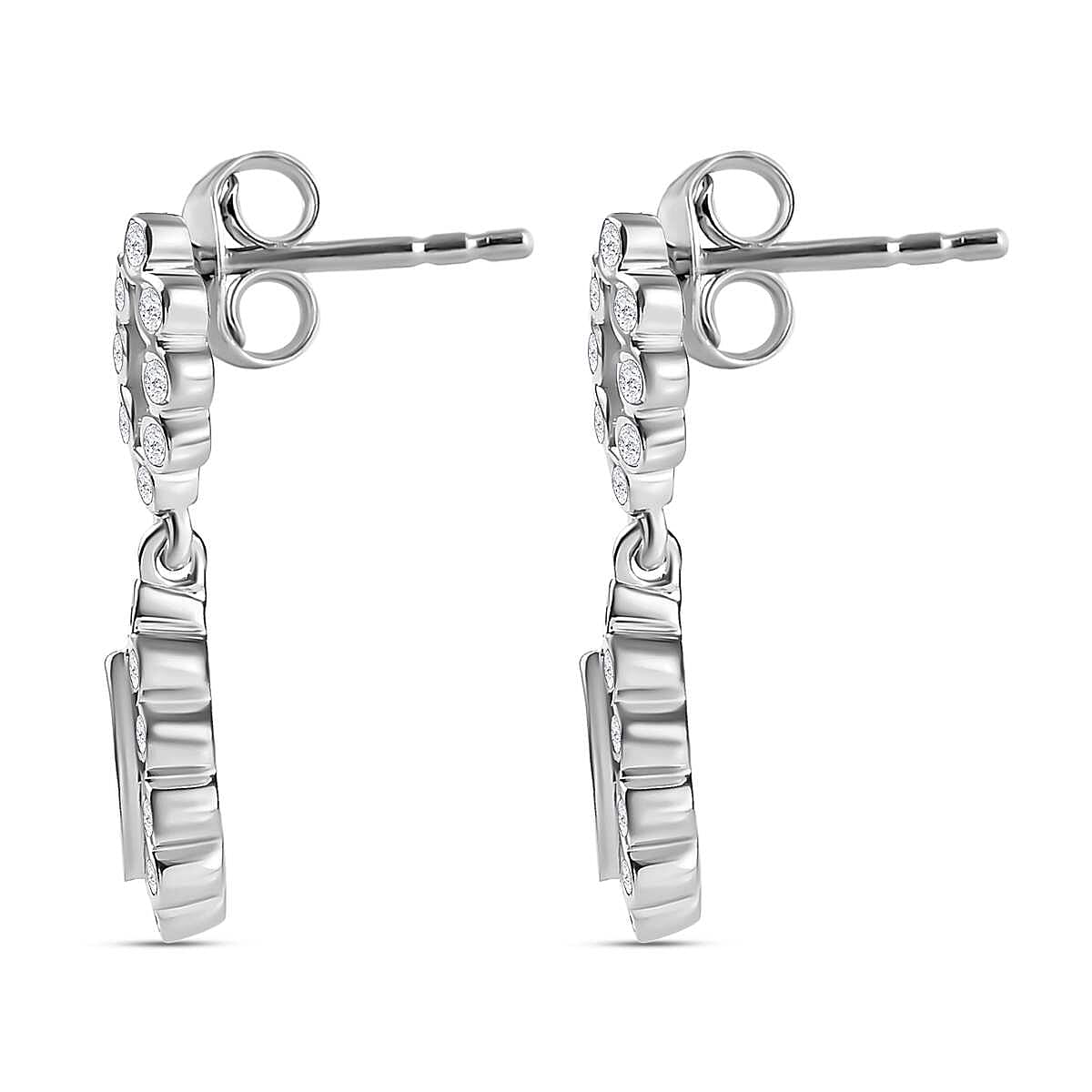 Tanzanite and White Zircon 1.60 ctw Earrings in Platinum Over Sterling Silver
