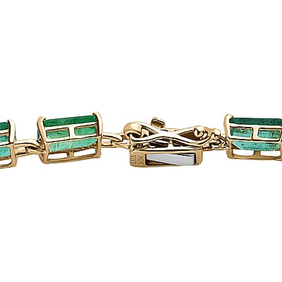 Luxoro 10K Yellow Gold AAA Kagem Zambian Emerald Link Bracelet (7.25 In) 12.00 ctw