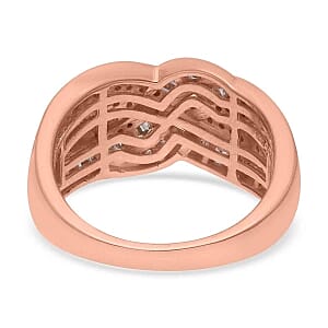 Champagne Diamond 0.91 ctw Ring in Vermeil Rose Gold Over Sterling Silver (Size 11.5) (5.52 g)