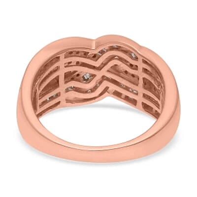 Champagne Diamond 0.91 ctw Ring in Vermeil Rose Gold Over Sterling Silver (Size 11.5) (5.52 g)