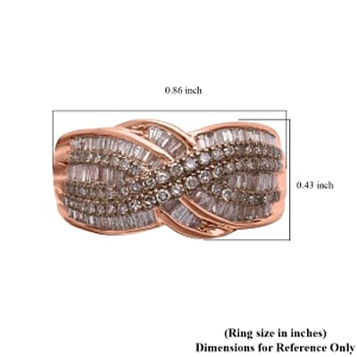 Champagne Diamond 0.91 ctw Ring in Vermeil Rose Gold Over Sterling Silver (Size 11.5) (5.52 g)