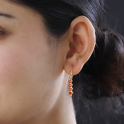 Fire Opal Lever Back Earrings in Vermeil Yellow Gold Over Sterling Silver 1.75 ctw