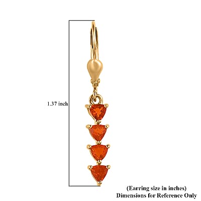 Fire Opal Lever Back Earrings in Vermeil Yellow Gold Over Sterling Silver 1.75 ctw