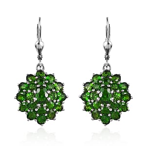 Chrome Diopside Dangling Earrings in Platinum Over Sterling Silver 7.10 ctw