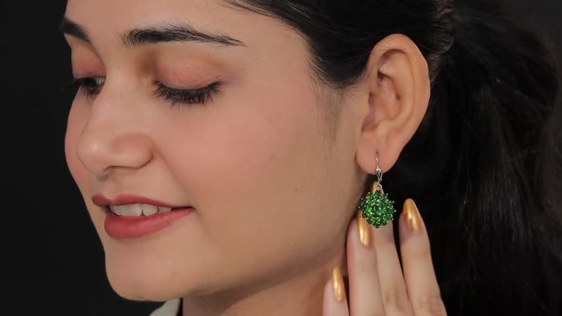 Chrome Diopside Dangling Earrings in Platinum Over Sterling Silver 7.10 ctw