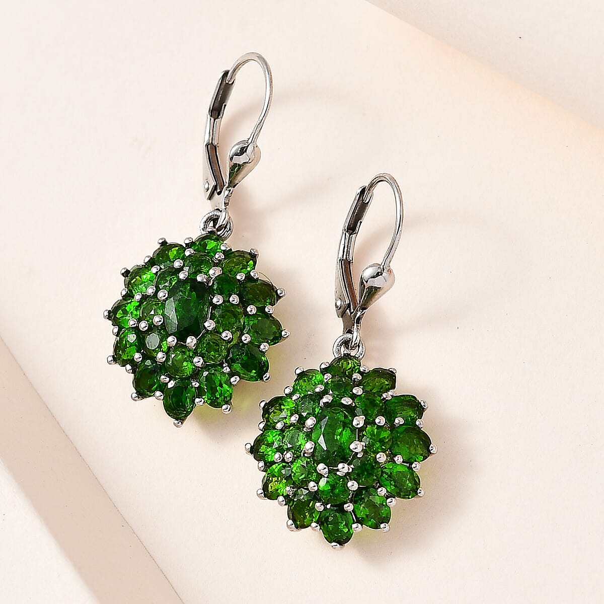 Chrome Diopside Dangling Earrings in Platinum Over Sterling Silver 7.10 ctw image number 1