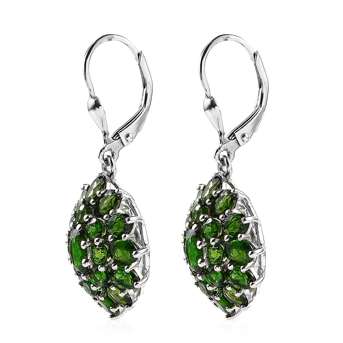 Chrome Diopside Dangling Earrings in Platinum Over Sterling Silver 7.10 ctw image number 3