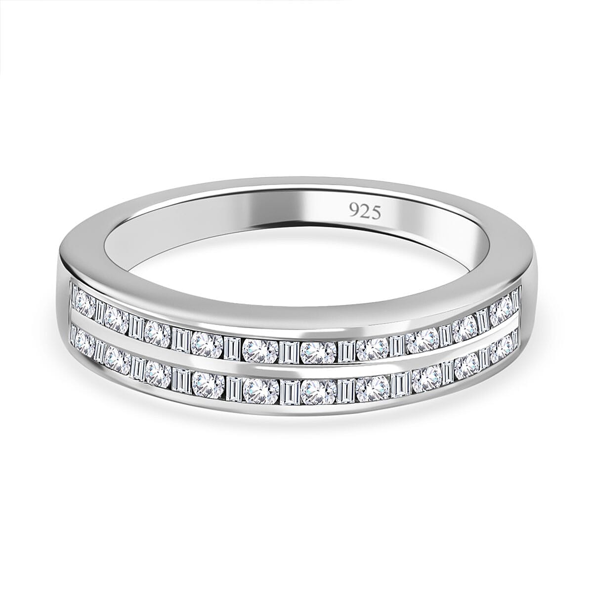 White Diamond 0.50 ctw Ring in Platinum Over Sterling Silver (Size 9.0)