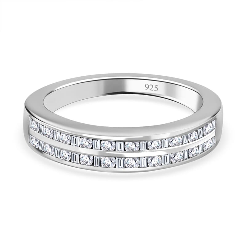 White Diamond 0.50 ctw Ring in Platinum Over Sterling Silver (Size 9.0)