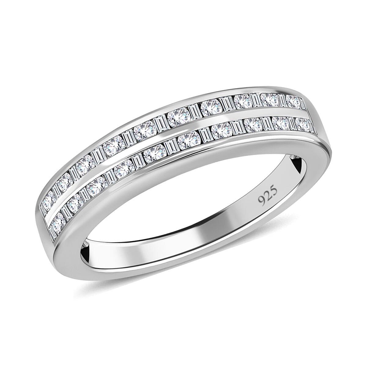 White Diamond 0.50 ctw Ring in Platinum Over Sterling Silver (Size 9.0)