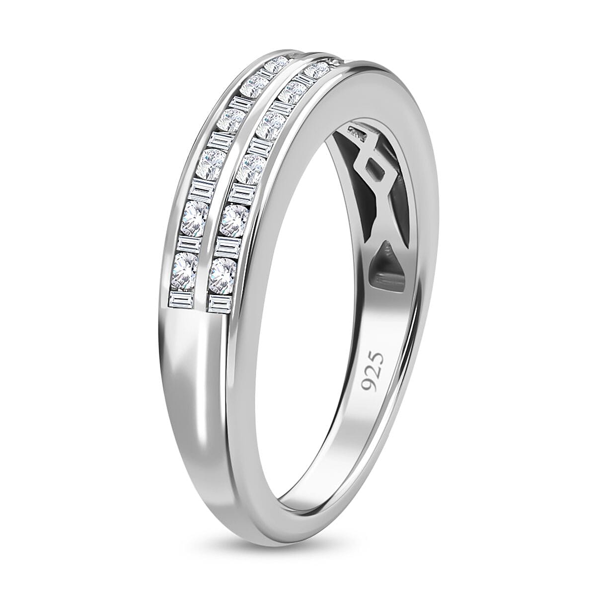 White Diamond 0.50 ctw Ring in Platinum Over Sterling Silver (Size 9.0)