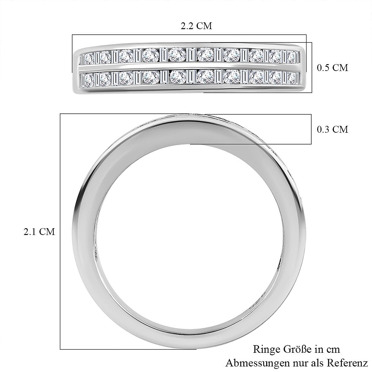 White Diamond 0.50 ctw Ring in Platinum Over Sterling Silver (Size 9.0)