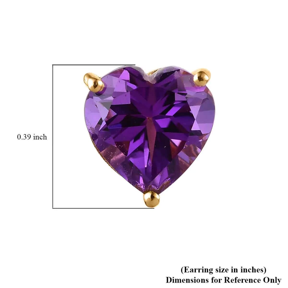 Amethyst Heart Stud Earrings in Vermeil Yellow Gold Over Sterling Silver 5.00 ctw image number 5