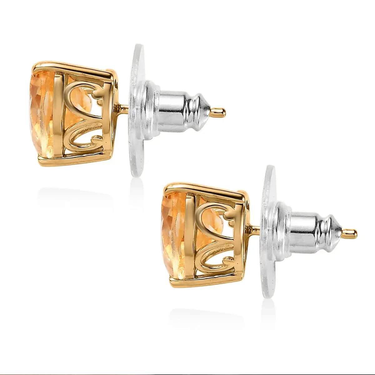 Mother’s Day Gift Brazilian Citrine Solitaire Heart Earrings in Vermeil Yellow Gold Over Sterling Silver 4.50 ctw image number 5