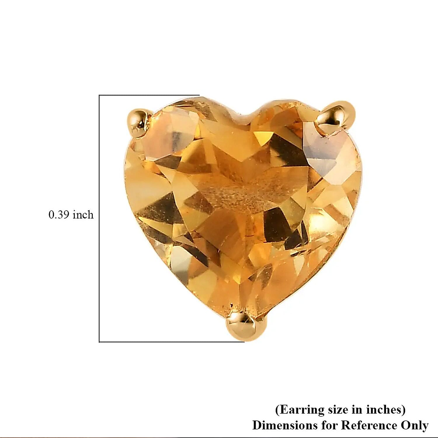 Brazilian Citrine Solitaire Heart Earrings in Vermeil Yellow Gold Over Sterling Silver 4.50 ctw
