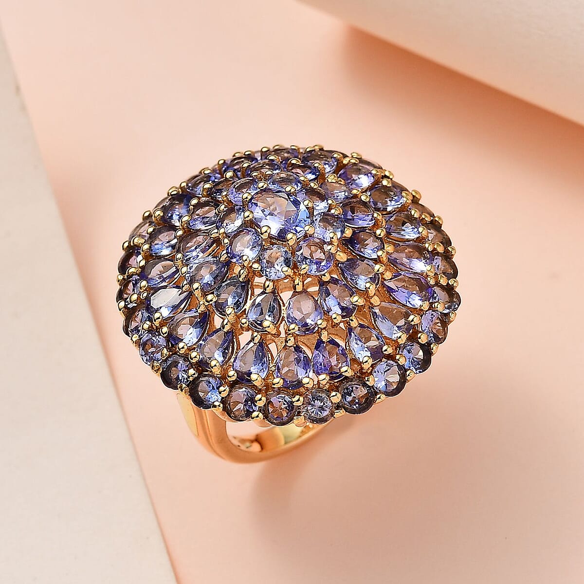 Tanzanite Floral Spray Ring in Vermeil Yellow Gold Over Sterling Silver (Size 10.0) 8.15 ctw image number 1