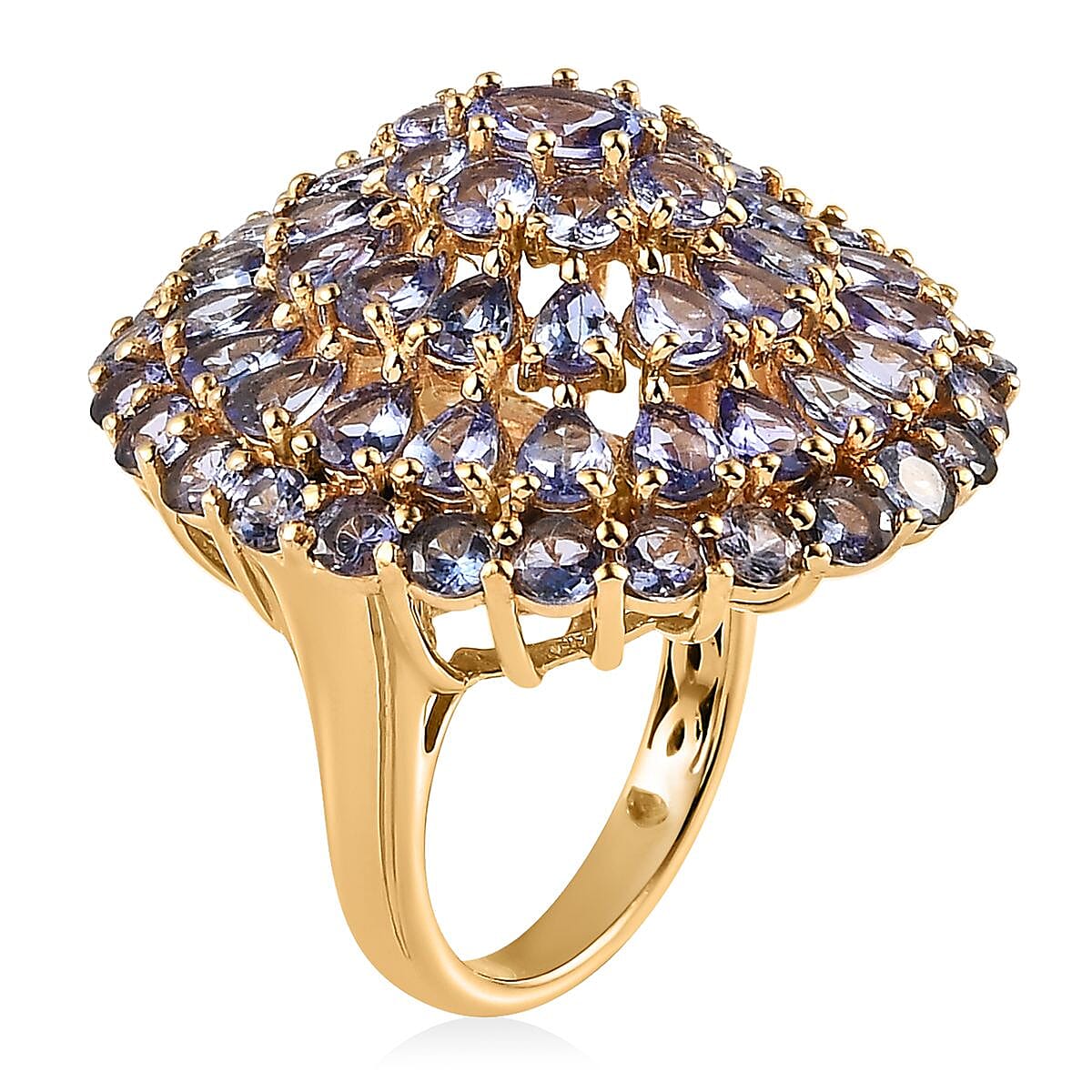 Tanzanite Floral Spray Ring in Vermeil Yellow Gold Over Sterling Silver (Size 10.0) 8.15 ctw image number 3