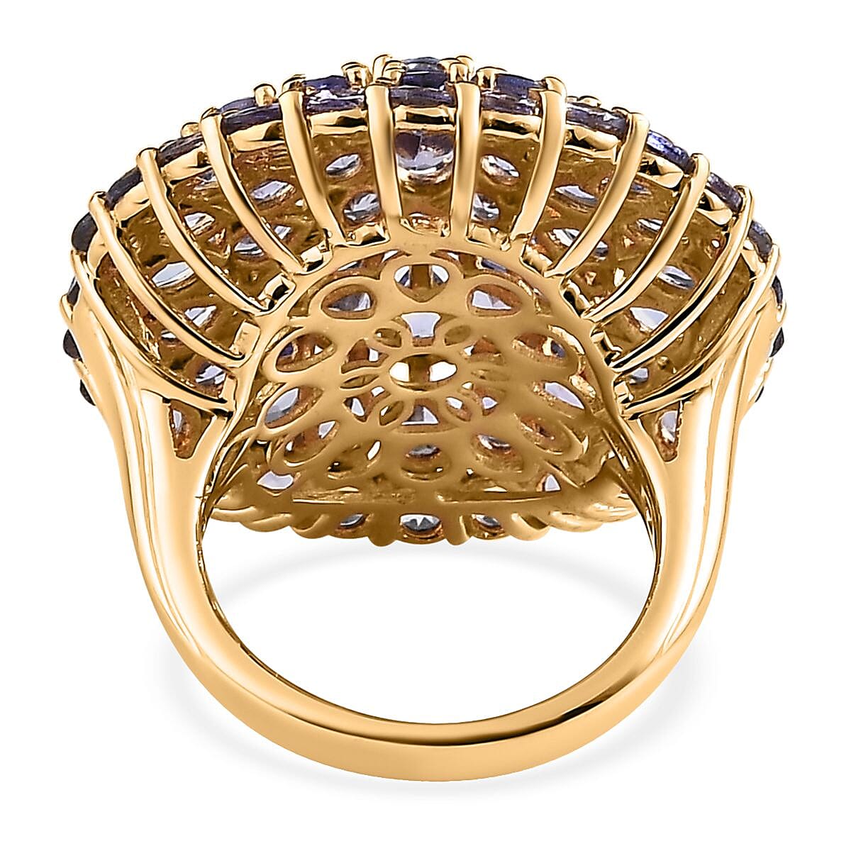 Tanzanite Floral Spray Ring in Vermeil Yellow Gold Over Sterling Silver (Size 10.0) 8.15 ctw image number 4