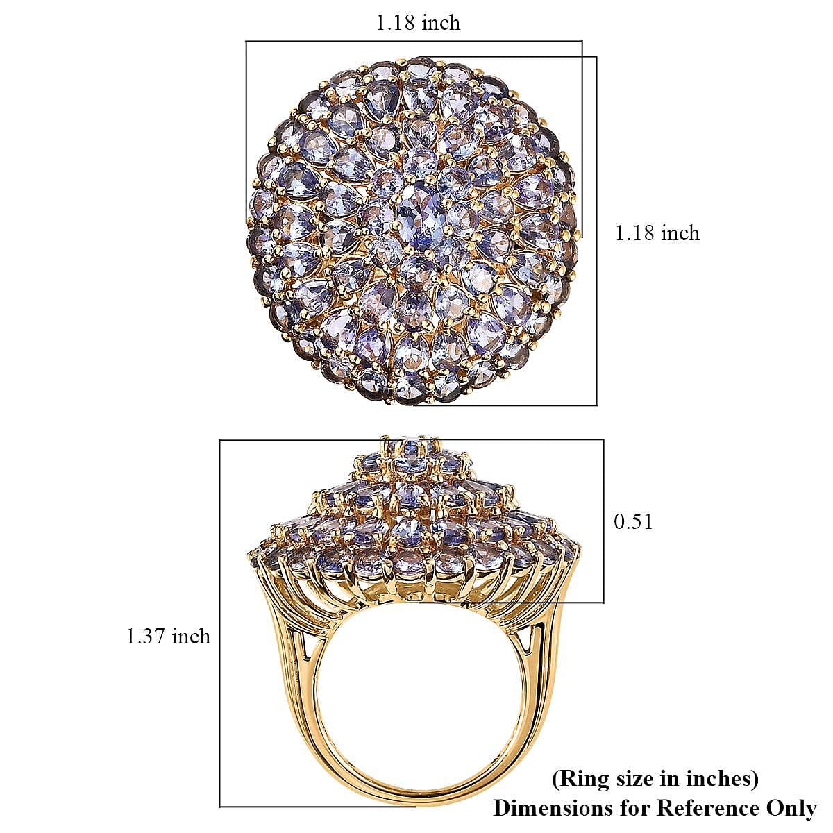Tanzanite Floral Spray Ring in Vermeil Yellow Gold Over Sterling Silver (Size 10.0) 8.15 ctw image number 5